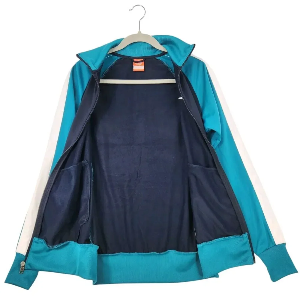 Vintage Nike Athletic Dept Track Jacket Large Full Zip Black Teal Colorblock Y2K
